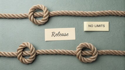 Inspirational Concept of Release and Freedom with Rope and Knots