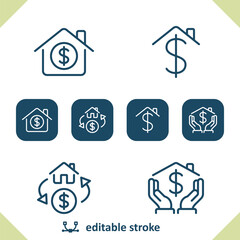 Real Estate Icons. Price, Dollar, House, Home Icon