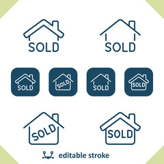 Real Estate Icons. Sign, Sold, Home, House Icon