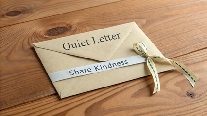 Handwritten Envelope with Message about Kindness on Wooden Table