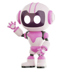 3D Cute Robot Cartoon Mascot Character Laptop Technology Education Innovation Future Robotic Digital Cyber Artificial Intelligence