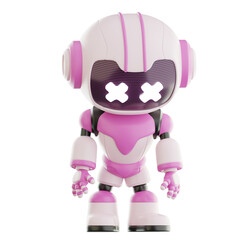 3D Cute Robot Cartoon Mascot Character Laptop Technology Education Innovation Future Robotic Digital Cyber Artificial Intelligence