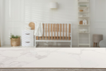 Baby room with table and crib. Space for design