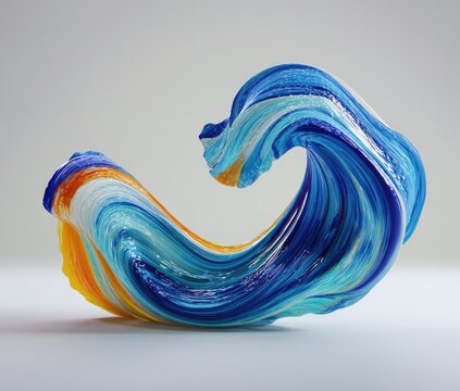 Abstract, fluid, colorful, paint-like wave form - Powered by Adobe
