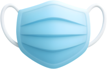 Face mask PNG soft UI neumorphism medical surgical mask icon isolated on transparent background smooth pleats rounded ear loops subtle inner and drop shadow clean edges high resolution square 1x1 mini