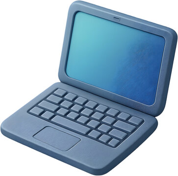 Laptop PNG isometric 3D notebook computer icon isolated on transparent background clean rounded body chiclet keyboard glassy gradient screen soft shadow high resolution square 1x1 minimal modern tech 