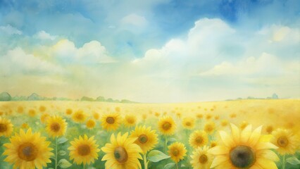 Obraz premium Vast field of sunflowers under a dreamy textured sky