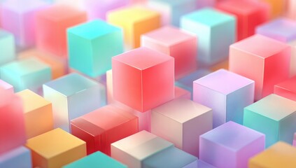 Abstract 3D blocks in pastel colors