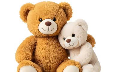 teddy bears isolated on white mother or father, and child two animal love