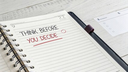 Inspirational Message About Decision-Making on Notebook Page