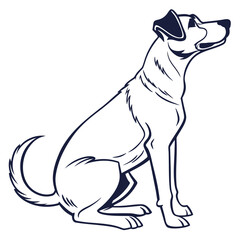 Fototapeta premium A simple drawing of a dog sitting attentively in a side view