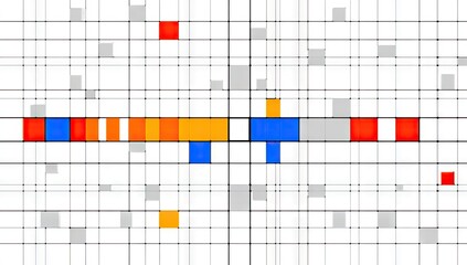 A grid pattern design with vibrant blocks of color arranged in a structured and organized manner.