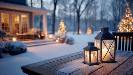 Ranunculus flowers arranged in a beige vase next to glowing pillar candles on a wooden table, creating a warm and relaxing atmosphere
