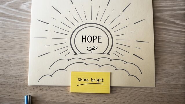Inspirational Message of Hope with Sun Rays and Motivational Note