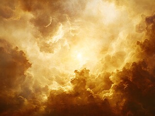 Golden Heavenly Cloudscape Dramatic Sky Background