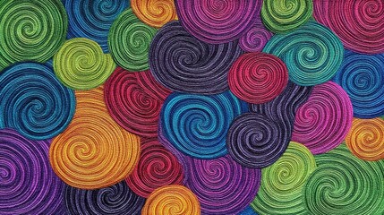 Multicolored Ellipse Pattern Swirling on Canvas