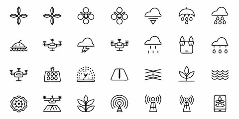 Modern technology icons including drones, weather, communication, and agriculture for innovative digital designs and presentations