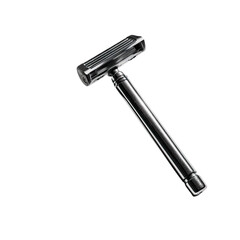 Metallic,  rectangular  razor  with  long  handle
