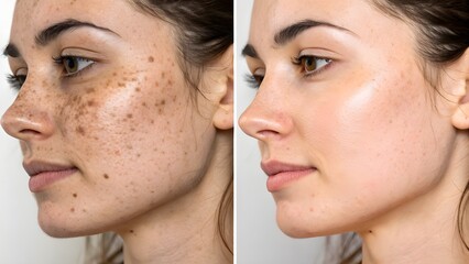 Close-Up of Sun-Damaged Skin with Dark Spots and Pigmentation