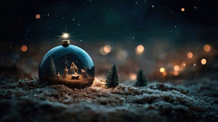 A deep blue glass Christmas ornament