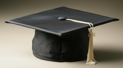 Black graduation cap with tassel. Symbol of academic achievement and education.