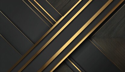 Abstract geometric background with dark gray panels and golden lines