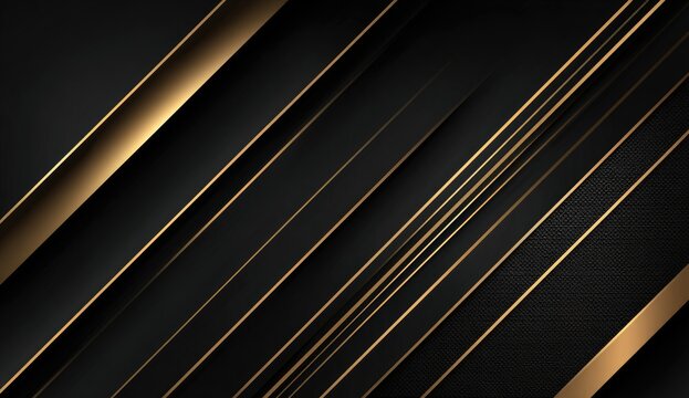 Sleek black background with diagonal gold lines