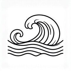 Fototapeta premium Simple Black Line Art of a Powerful Ocean Wave