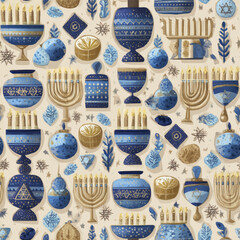 Jewish Festival Holiday Seamless Decorative Artwork