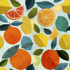 Fresh Lemon and Lime Seamless Background Illustration
