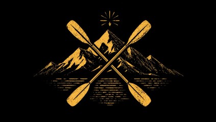 Mountain, paddles, graphic design, nature, outdoors