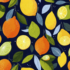 Seamless Citrus Fruit Background with Vibrant Colors