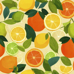 Fresh Oranges and Lemons Seamless Artwork