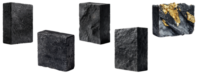 Black Volcanic Stone Soap Bars with Gold Flakes