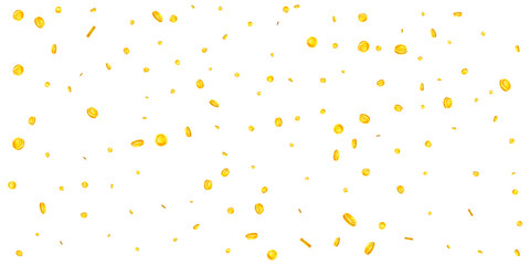 European Union Euro coins falling. Scattered gold