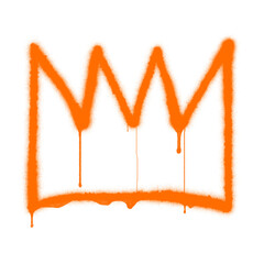 Fototapeta premium spray painted crown, orange dripping no background