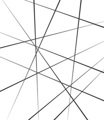 Abstract random black diagonal lines creating dynamic patterns in a minimalist vector illustration on a clean white background.