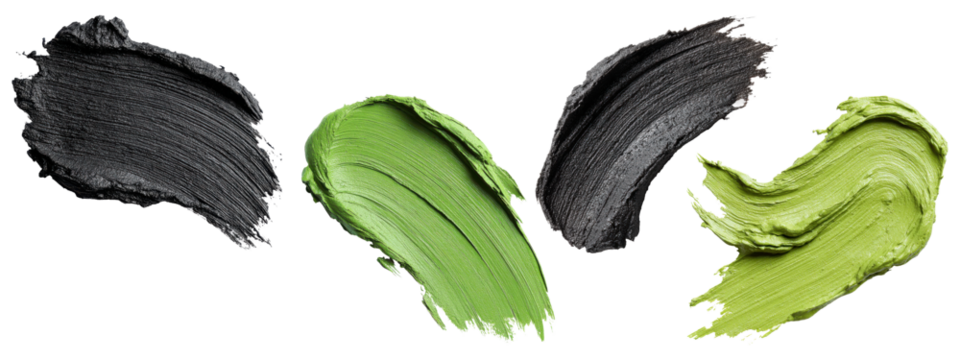 Swatches of Black and Green Face Masks