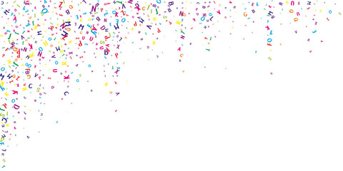 Falling letters of English language. Colorful