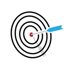 goal icon. management. target with an arrow pointing in the middle. manager, success. Mixed design style