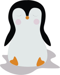 "Cute Sleeping Penguin Vector Illustration