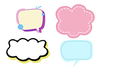 A collection of four colorful and decorative speech bubbles and thought clouds, perfect for graphic design and communication.