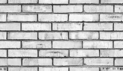 White brick wall, front view, seamless background texture