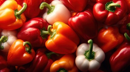 A vibrant assortment of colorful bell peppers piled together, showcasing their freshness and variety, perfect for healthy cooking and culinary creativity.