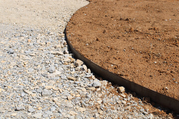 Préparation du sol et création de bordure an acier corten dans le jardin
