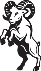 Rearing ram silhouette, bold horns, strong stance