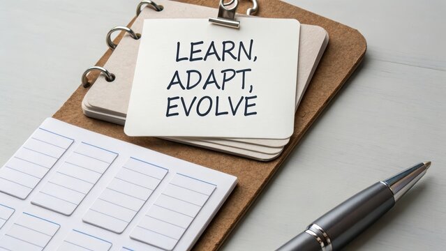 Inspirational Quote on Notepad About Learning and Growth Mindset