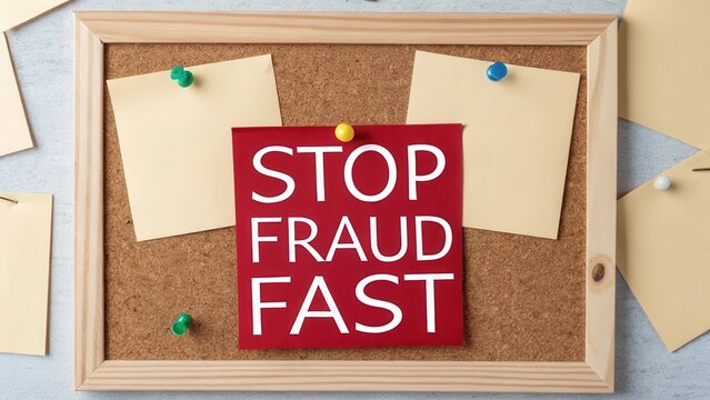 Message on Corkboard Encouraging Prevention of Fraudulent Activity