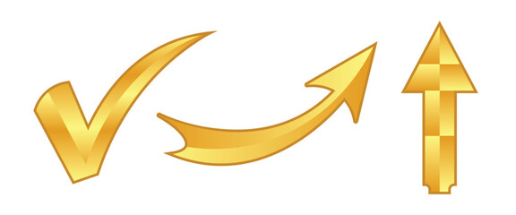 Colorful gradient hand drawn curve straight arrow checkmark doodle set