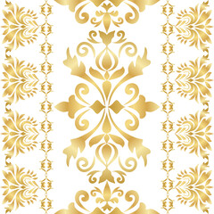 Elegant Golden Arabesque Ornament, Luxury Damask Baroque Seamless Decorative Pattern Vector